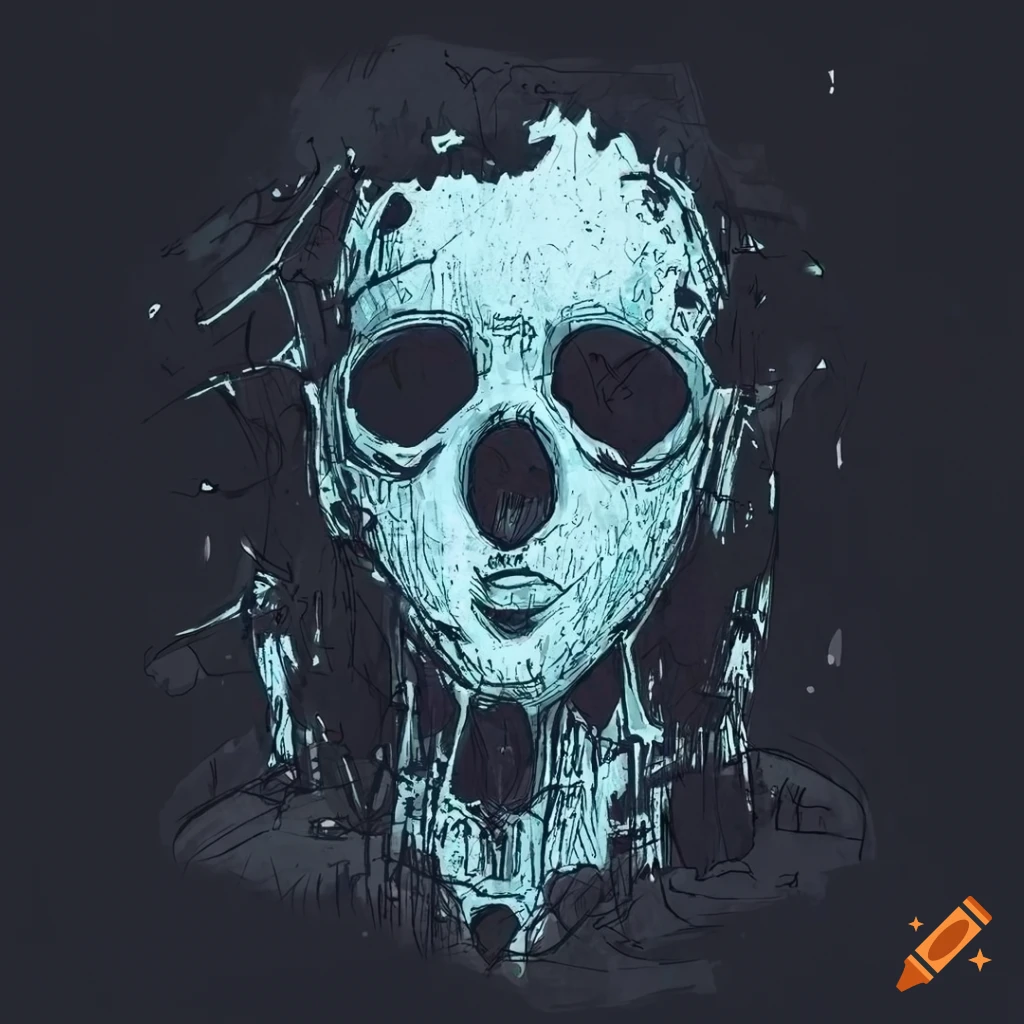 Ink splots in a cyberpunk style with a ghostly figure on Craiyon