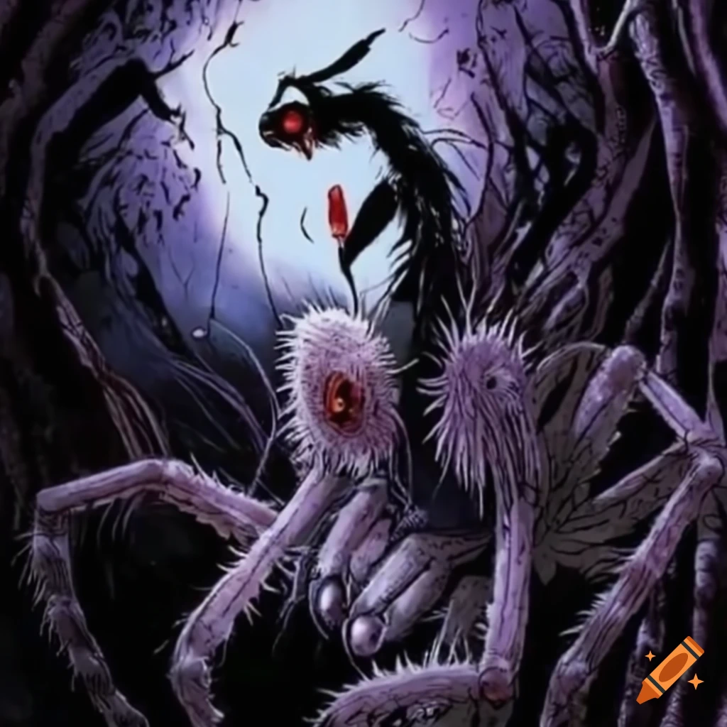 Grotesque spider vampire from the manga Higanjima by Matsumoto Koji, with a wingspan of 5 meters