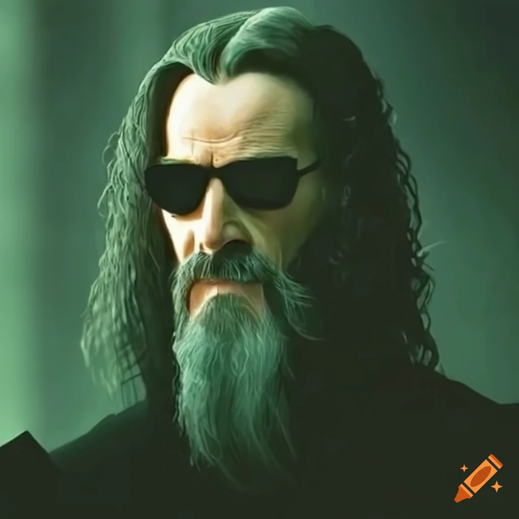 Neo resembling Gandalf with a gun