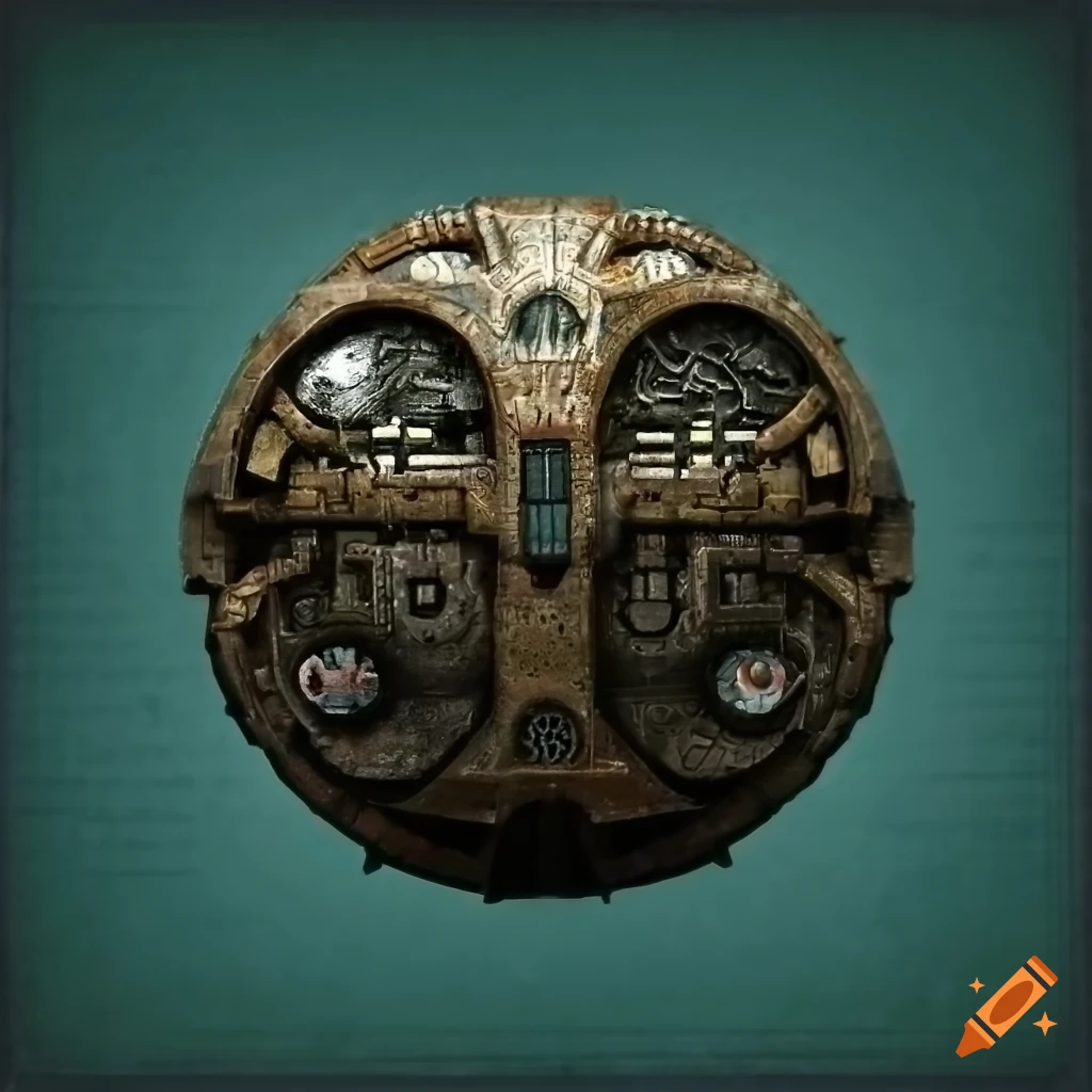 Intricate and gritty spacecraft tile set with Lovecraftian and steampunk aesthetics