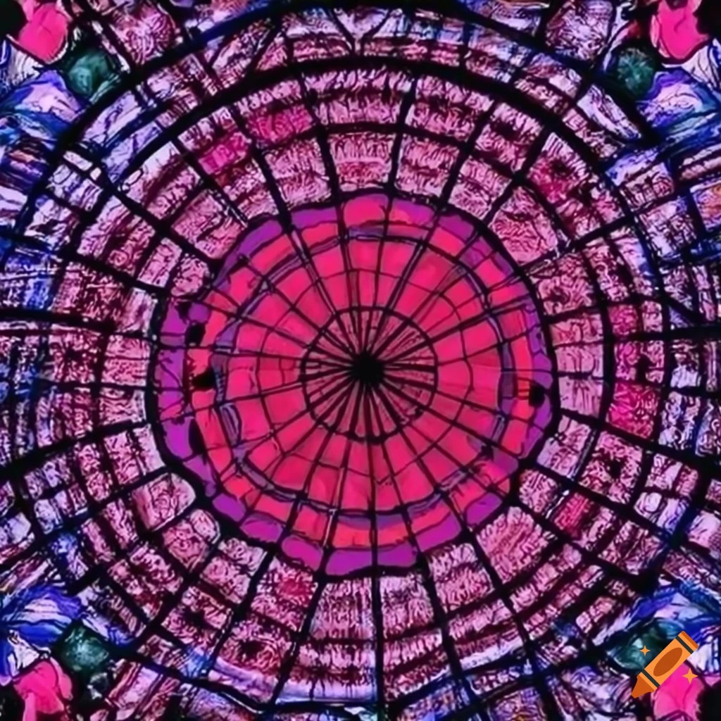 Vibrant anime-style umbrella pattern with intricate design details