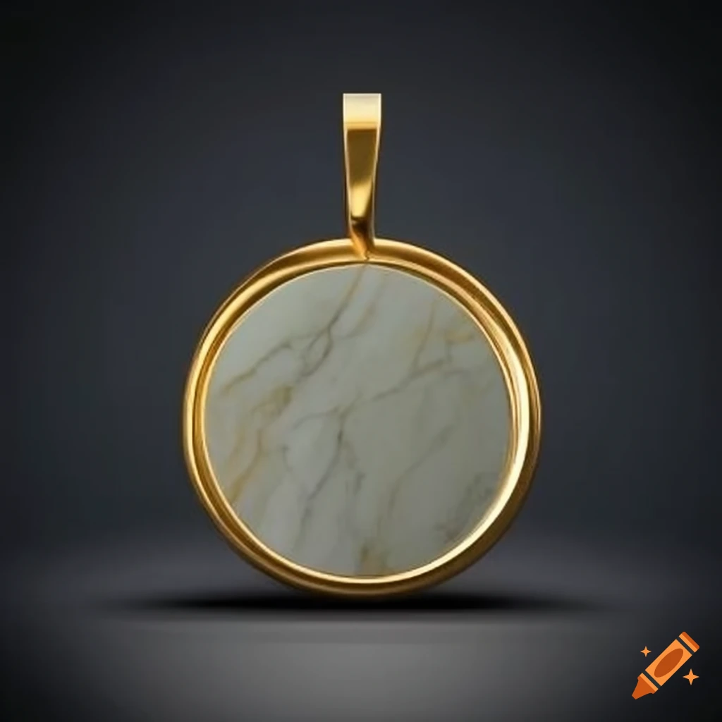 Coin made of marble with a golden trim detail