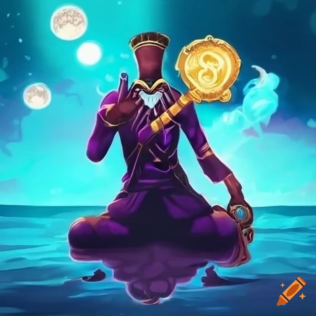 Qtip the crypto legend holding his scepter in a digital kingdom landscape  on Craiyon