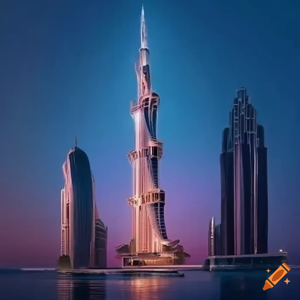 Cover art for song 'Dubai' featuring the tallest building with diamonds embellishment