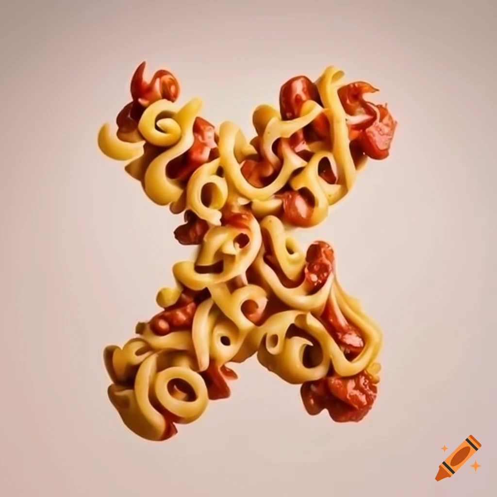 X shape made out of macaroni bolognese