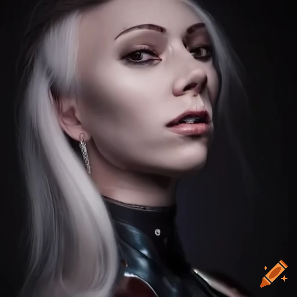 Realistic cyborg woman with advanced tech machinery