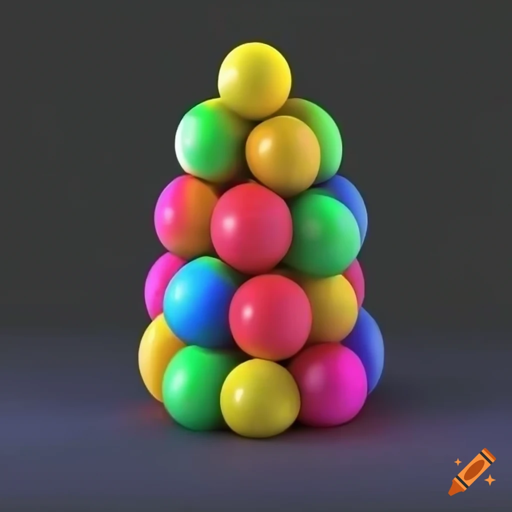 Captivating 3D puzzle game with colorful balls stacking into shapes on black background