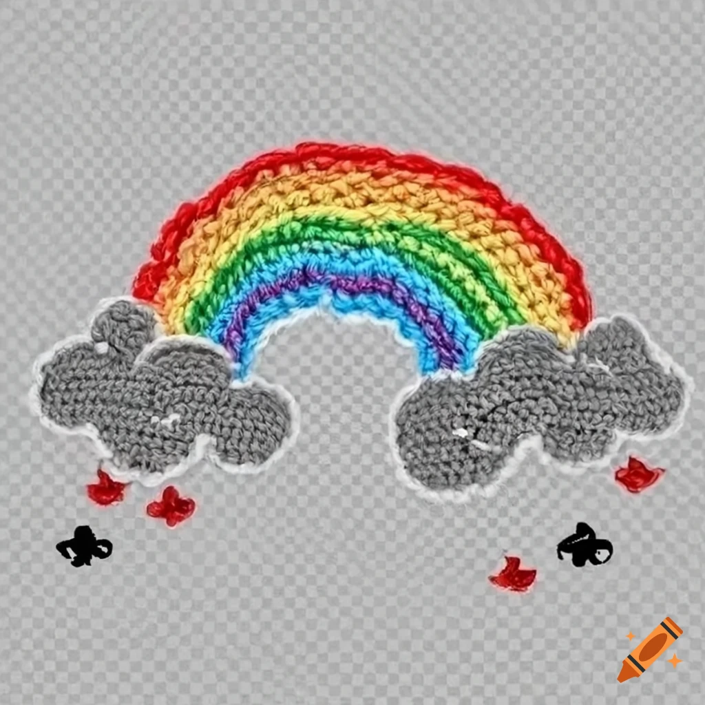 Crochet rainbow and clouds logo