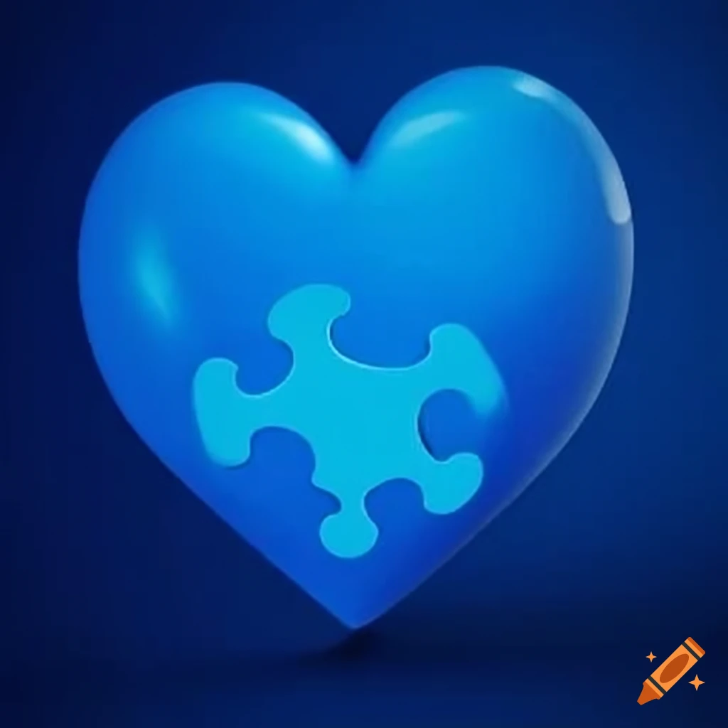 Blue puzzle piece inside a blue heart