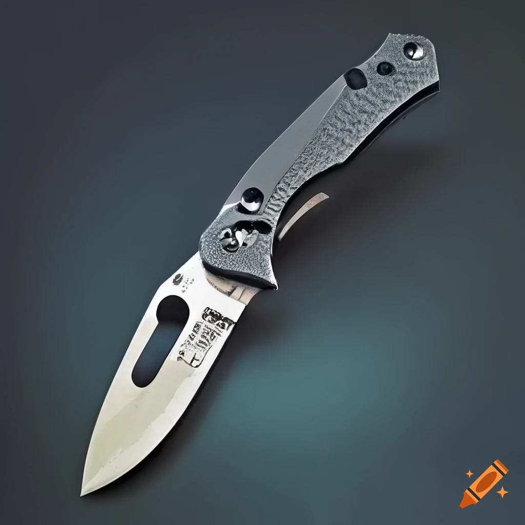 Spyderco jackknife scalpel on dark steel table with futuristic Japan style