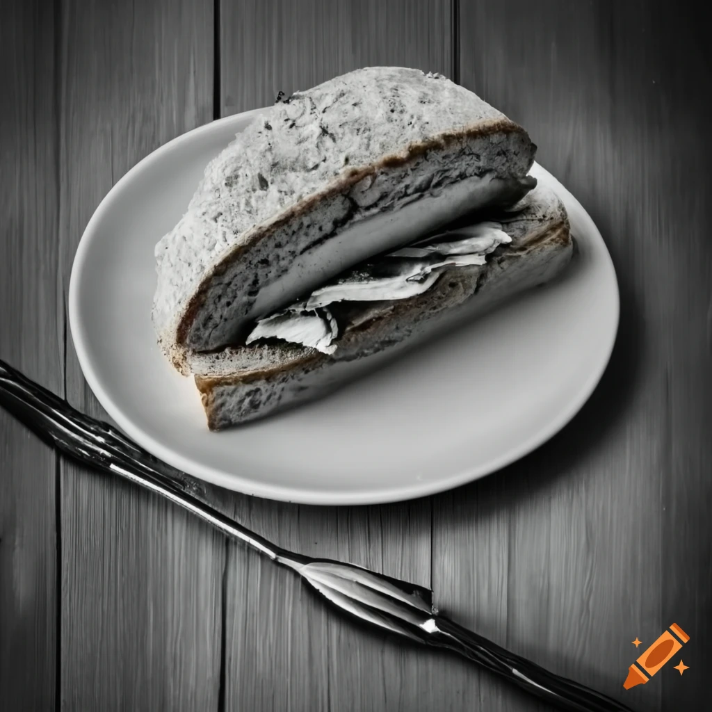 Black and white photo of an elevenses sandwich