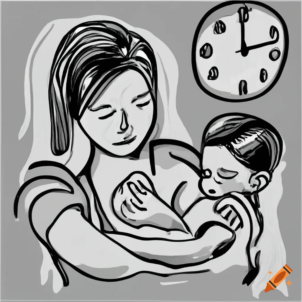 Tired new mother with baby at 3am