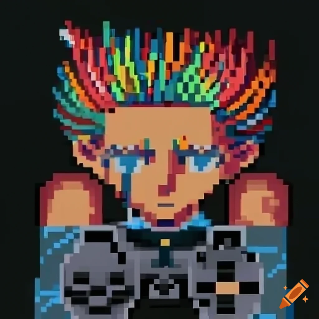 PlayStation 1 character with Anime eyes in outsider art style