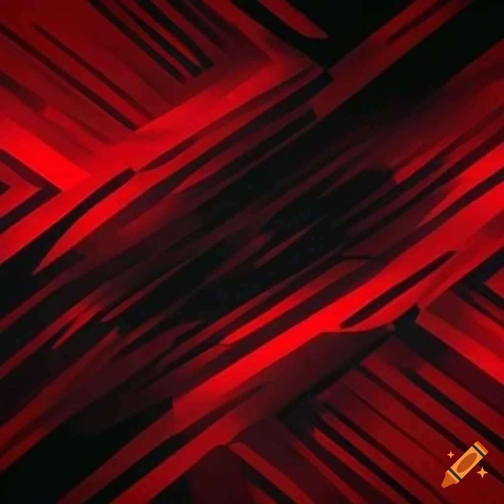 Red and black hellish and glowy geometric design on red-black background