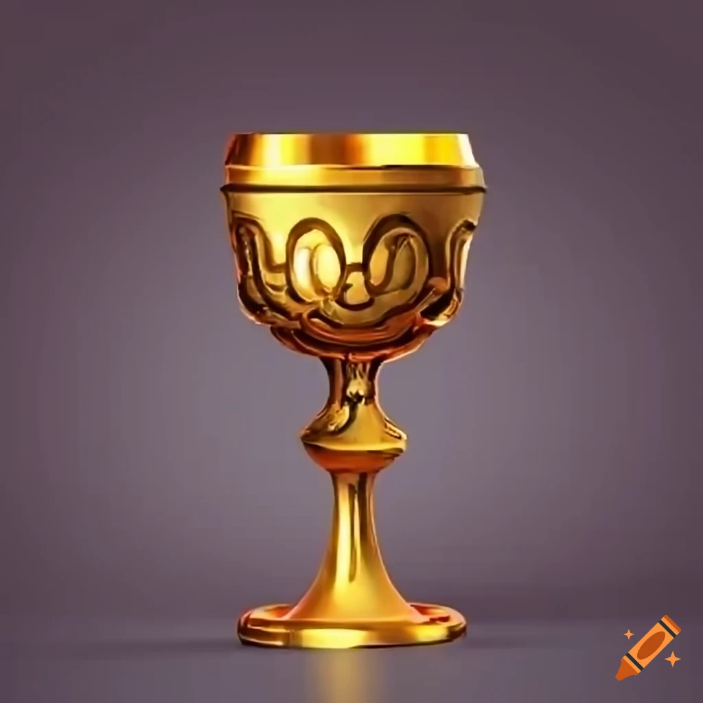Ancient golden goblet in a toon style