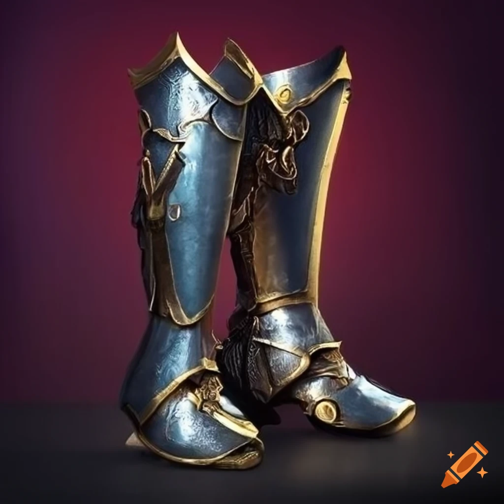 Adorned mithril plated knight boots for RPG game
