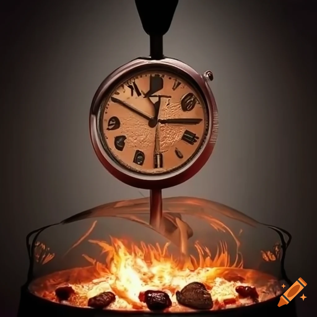 Churrasco with a clock