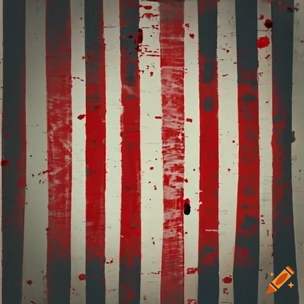 Vintage white and red striped design with splatters