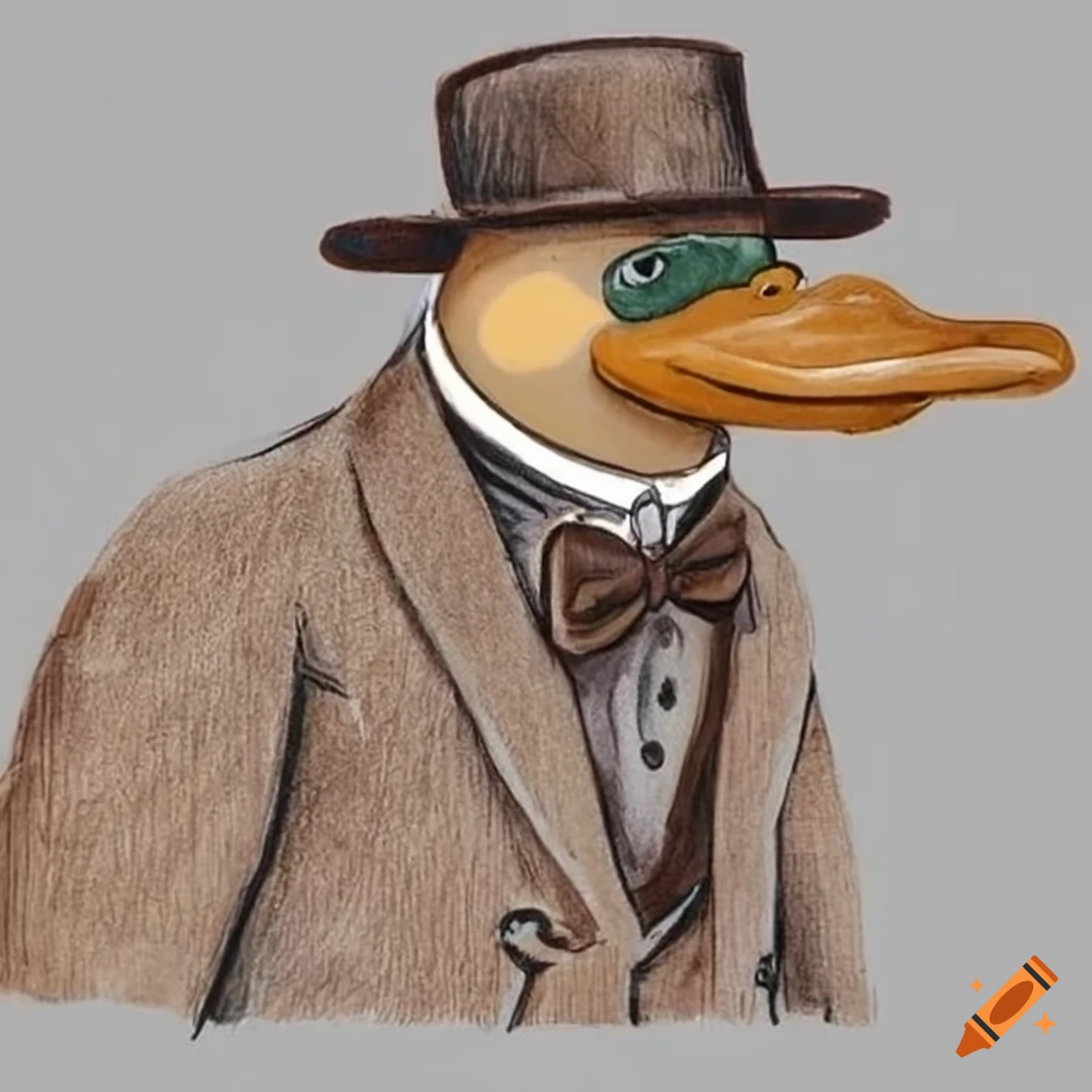 Platypus in brown suit and bow tie from Root