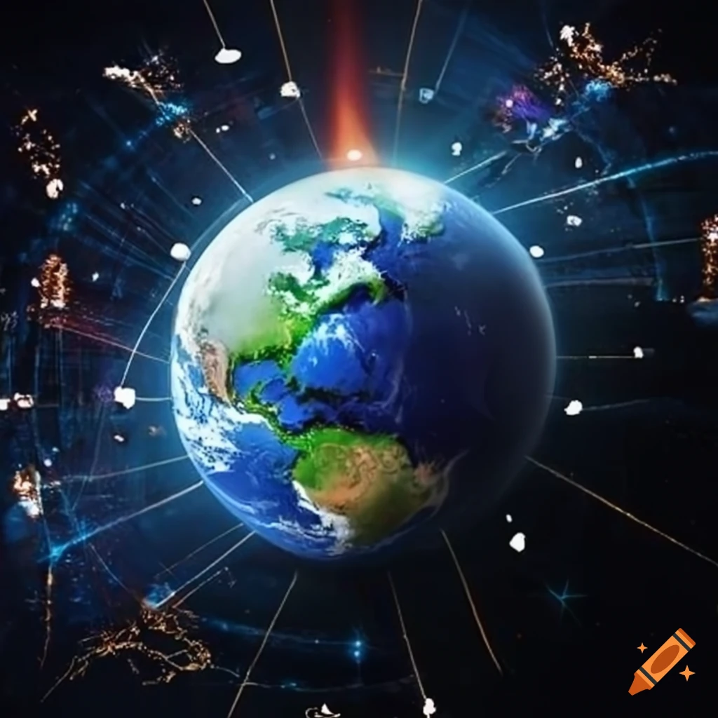 Earth with interconnected communities, people, technology, and positive change