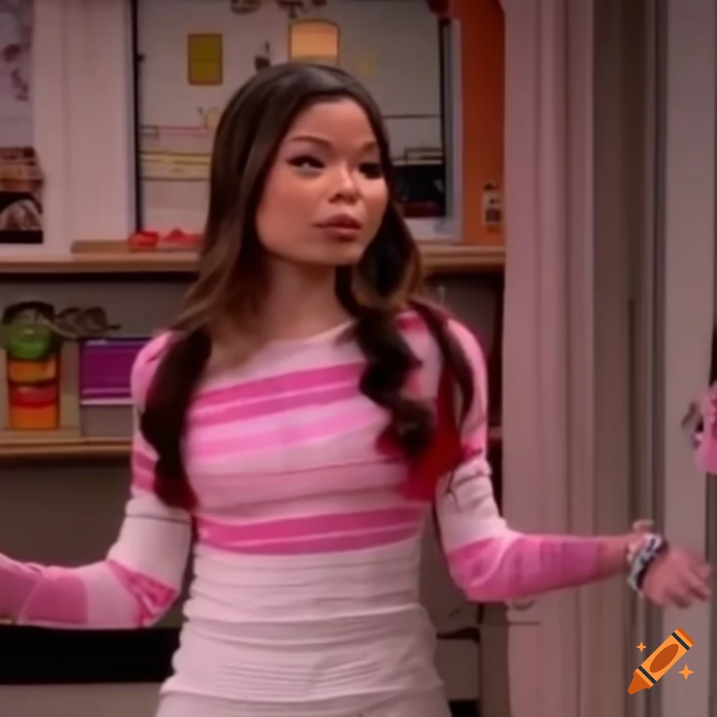 Scene from iCarly featuring pink and white outfits