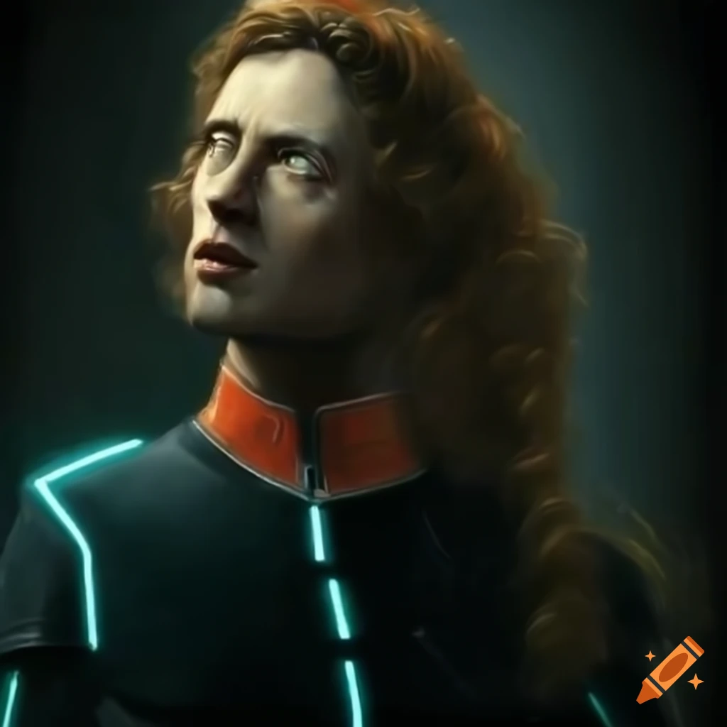 Tron characters in a renaissance-style oil painting