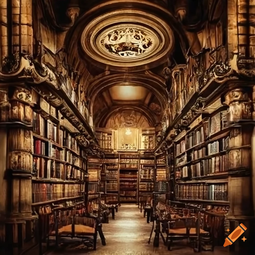 Vintage library without books
