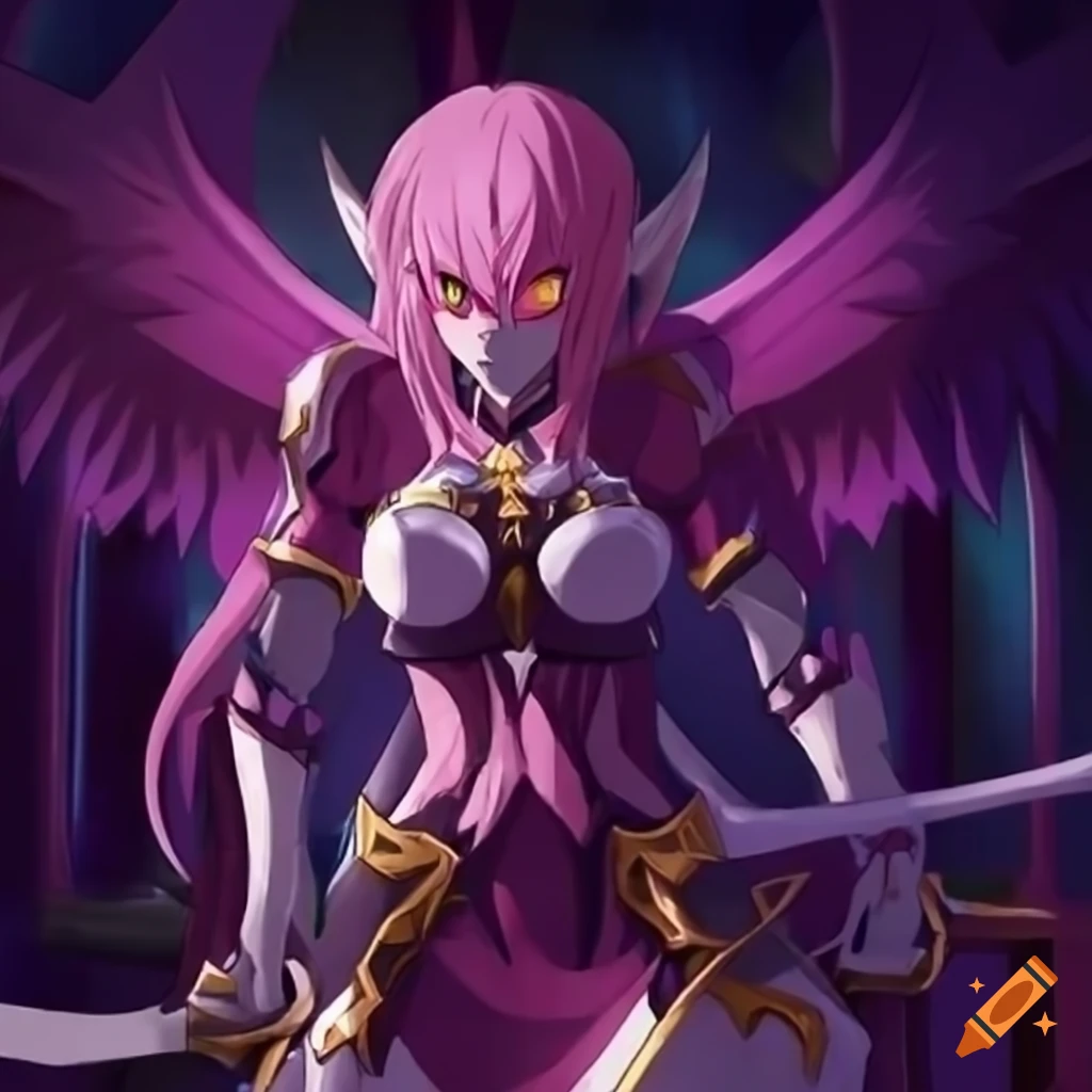 Demonic elf warrior wielding an oversized scythe in a powerful stance