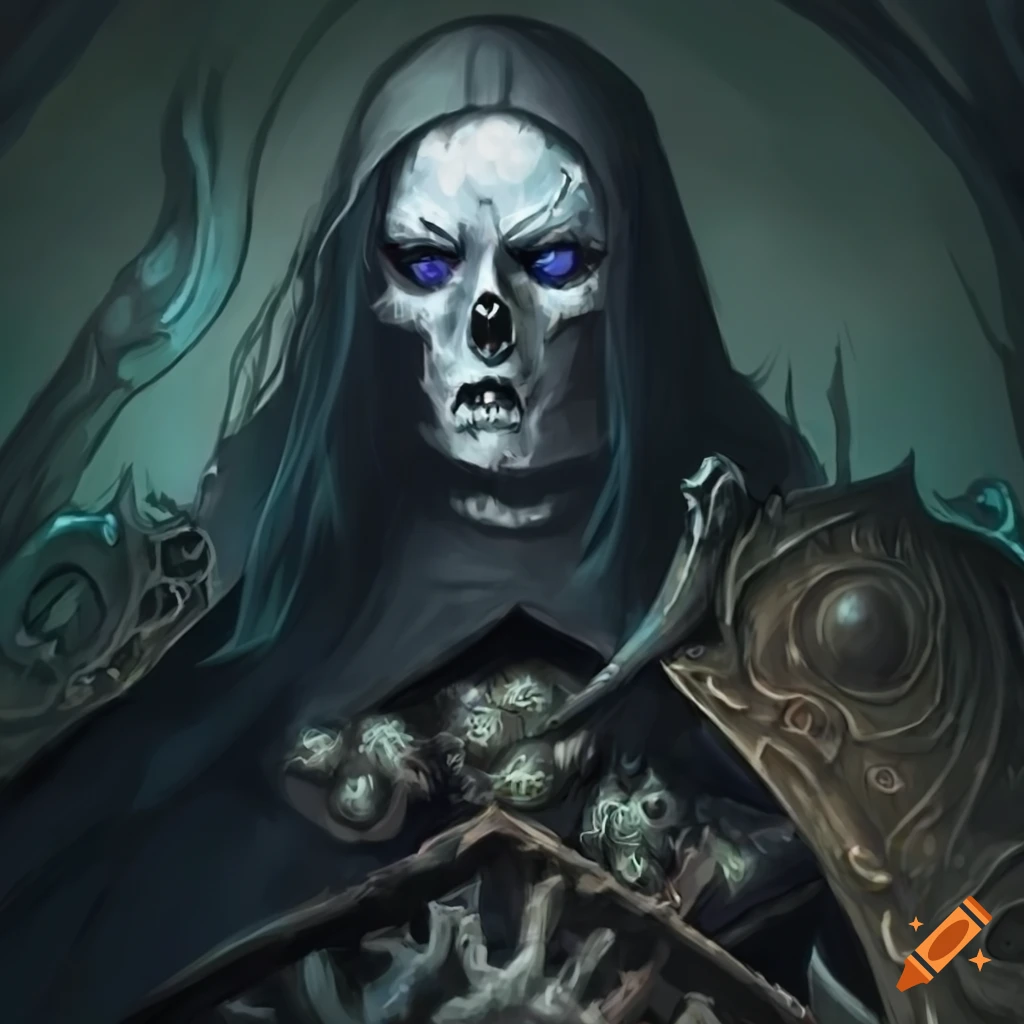 Undead Archilich on a throne surrounded by undead minions