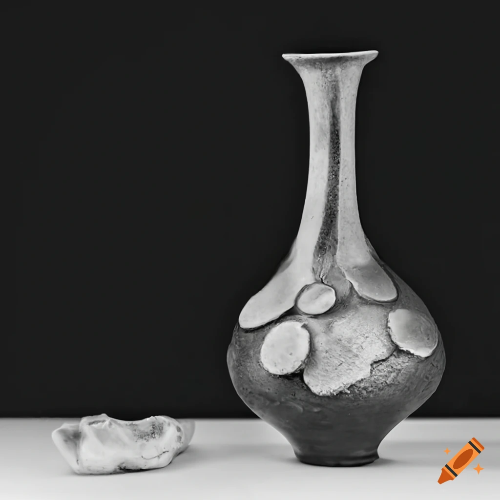 Mycenaean prehistorical ceramic vase with black glaze on white background
