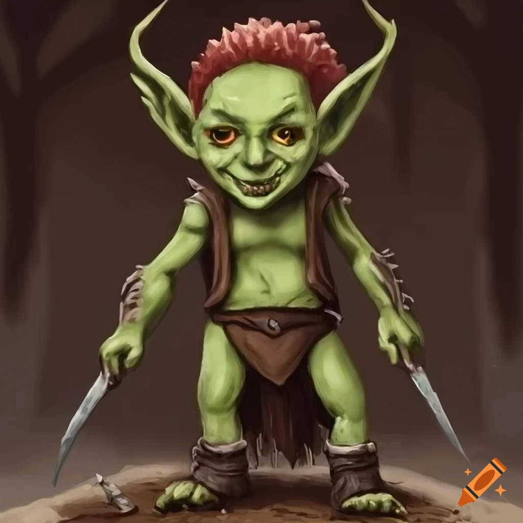 Ugly goblin character in hand-painted Dungeons and Dragons style
