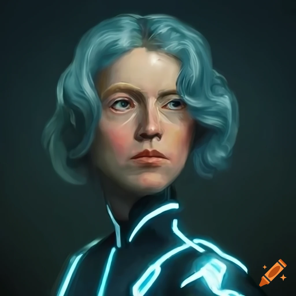 Tron characters in a renaissance-style oil painting