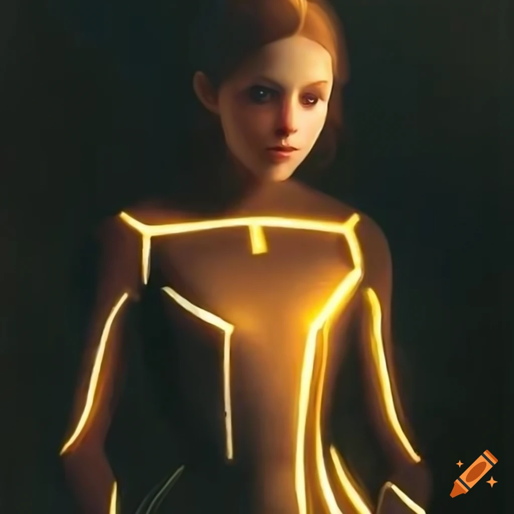 Tron characters in a renaissance-style oil painting