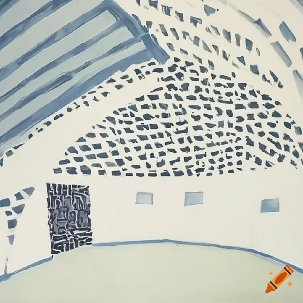 Special-shaped spatial structure gymnasium in white inspired by Pablo Picasso and David Hockney