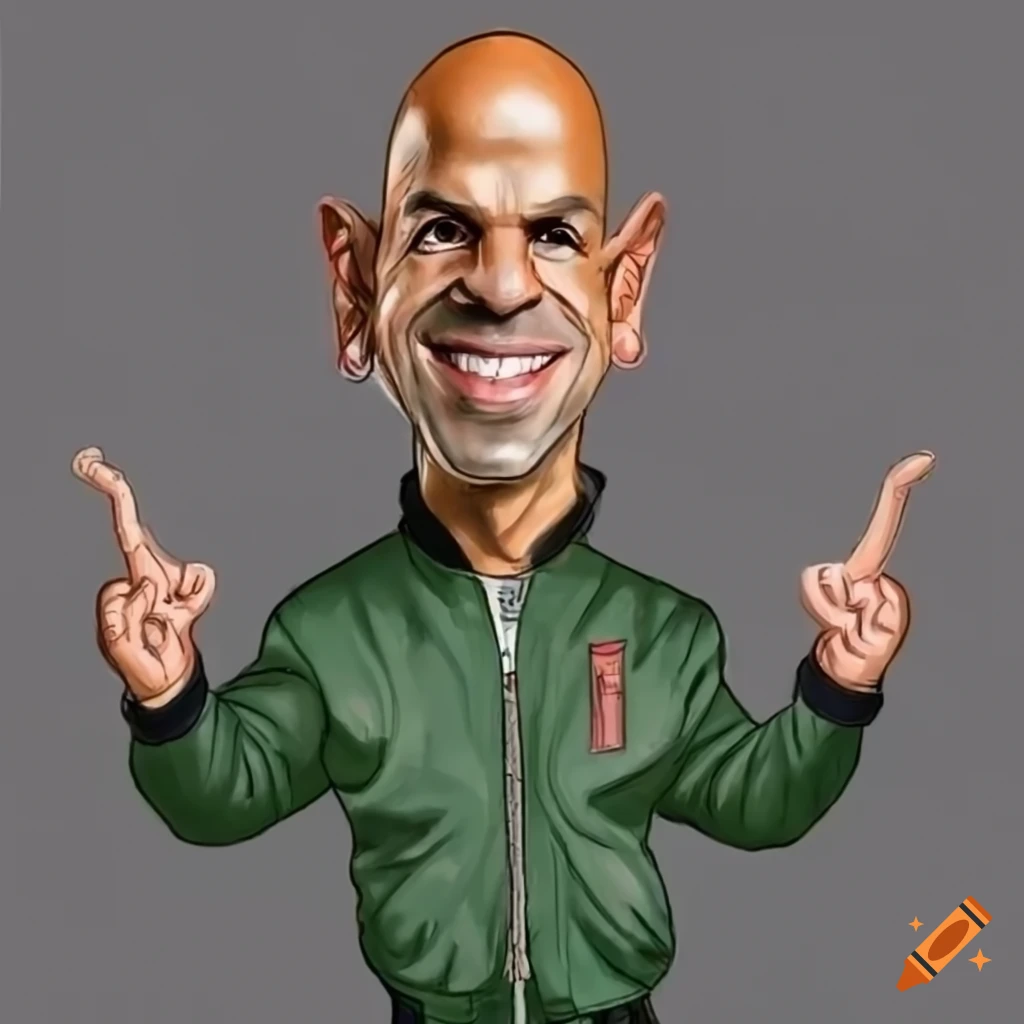 Caricature of Robert Saleh in bomber jacket and farmer pants
