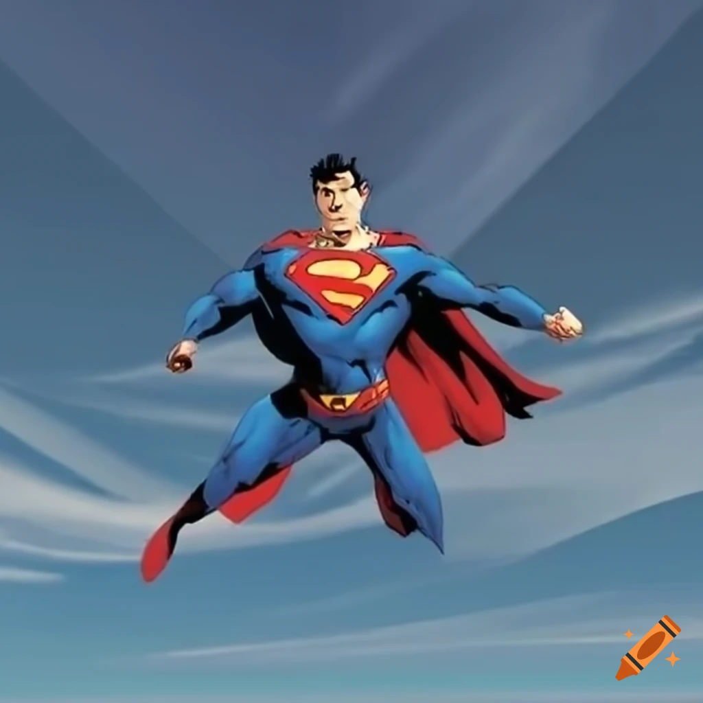 Superman flying through the sky
