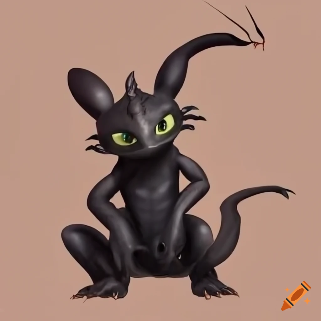 Toothless Creature Humanoid toothless dragon creature with digitigrade leg structure on ...