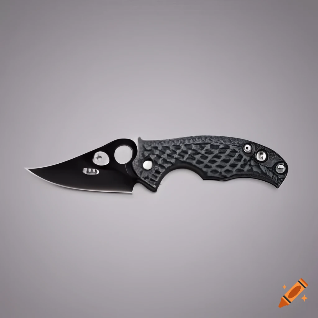 Spyderco jackknife scalpel on dark glass steel table in futuristic Japan style