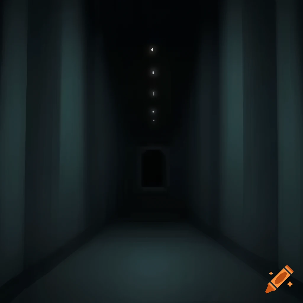 Dark corridor in Roblox style with obscured end