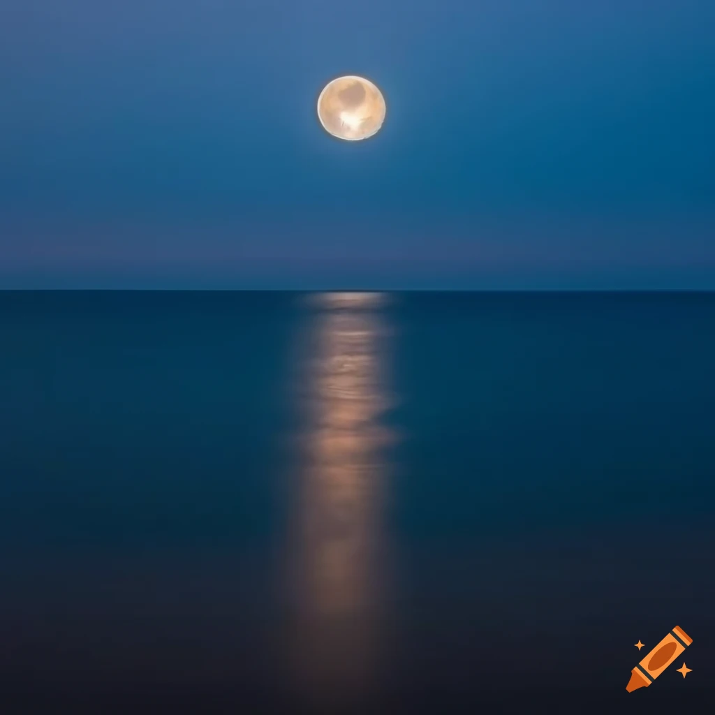Black sea view with moon