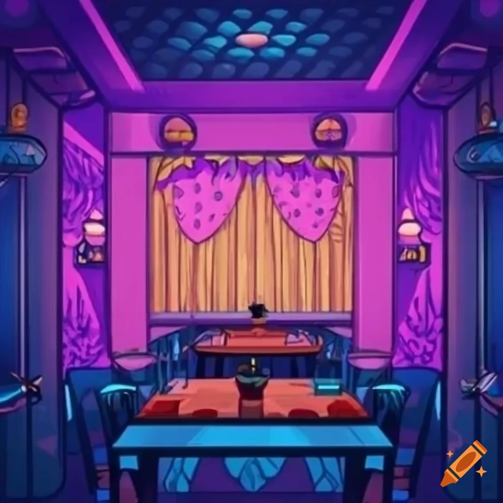 Interior of an Indian restaurant with furniture, decoration, and food ...