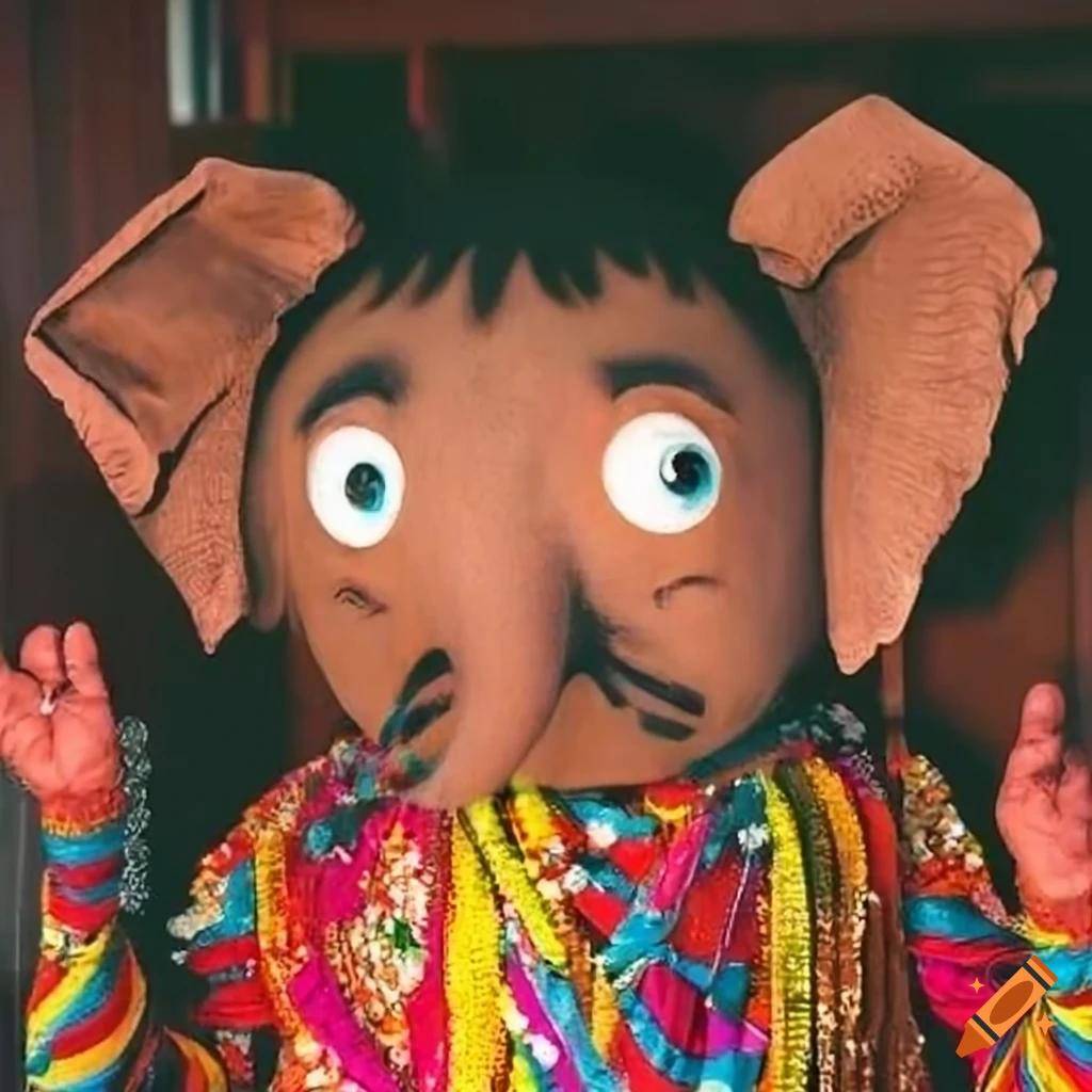 Face of Frank Sidebottom on an Indian elephant