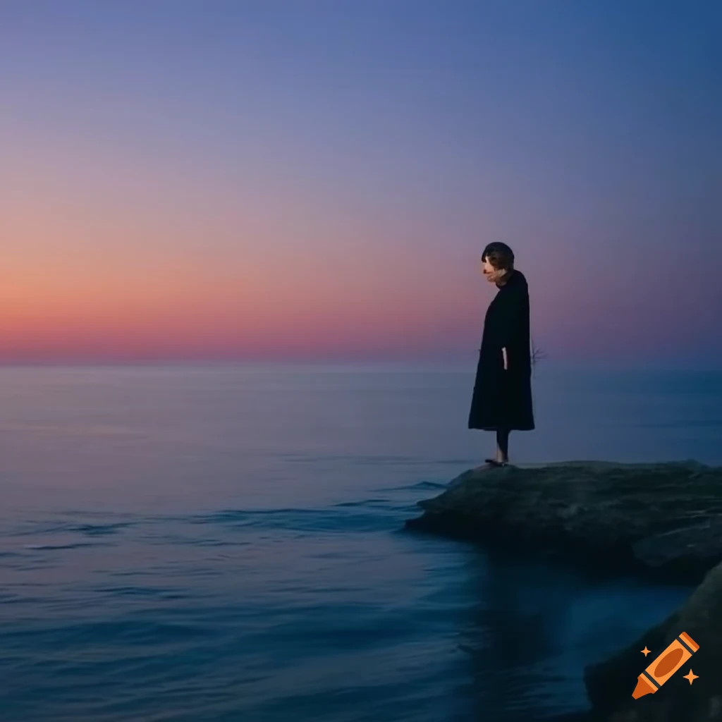 Black sea view with moon