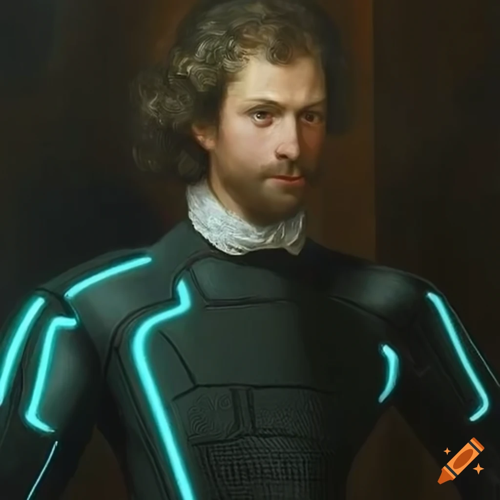 Tron characters in a renaissance-style oil painting