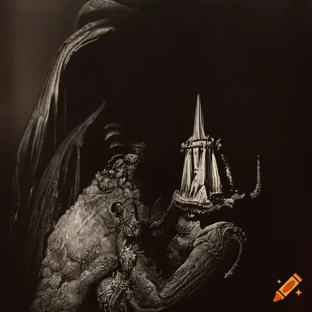 Surreal mezzotint with renaissance vibe in high resolution black and white