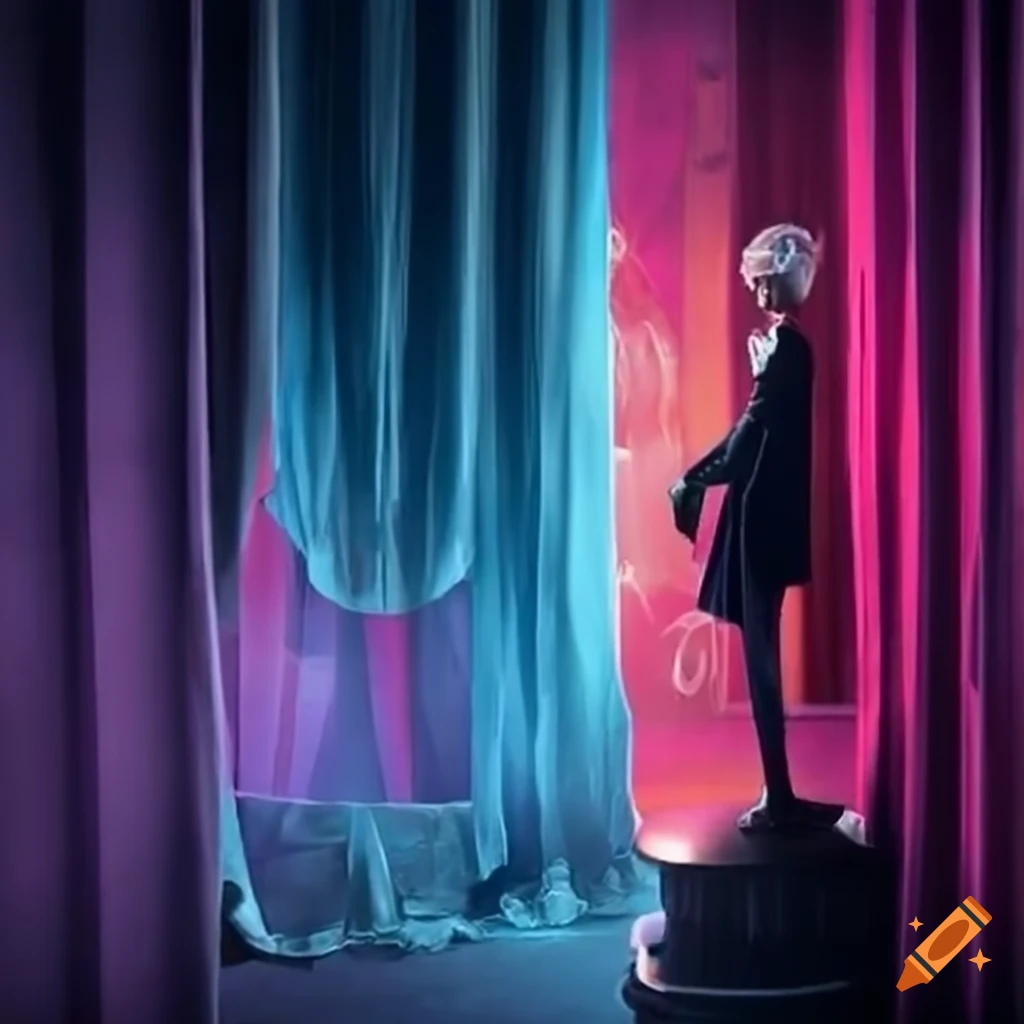 Behind the curtains revealing a magic trick