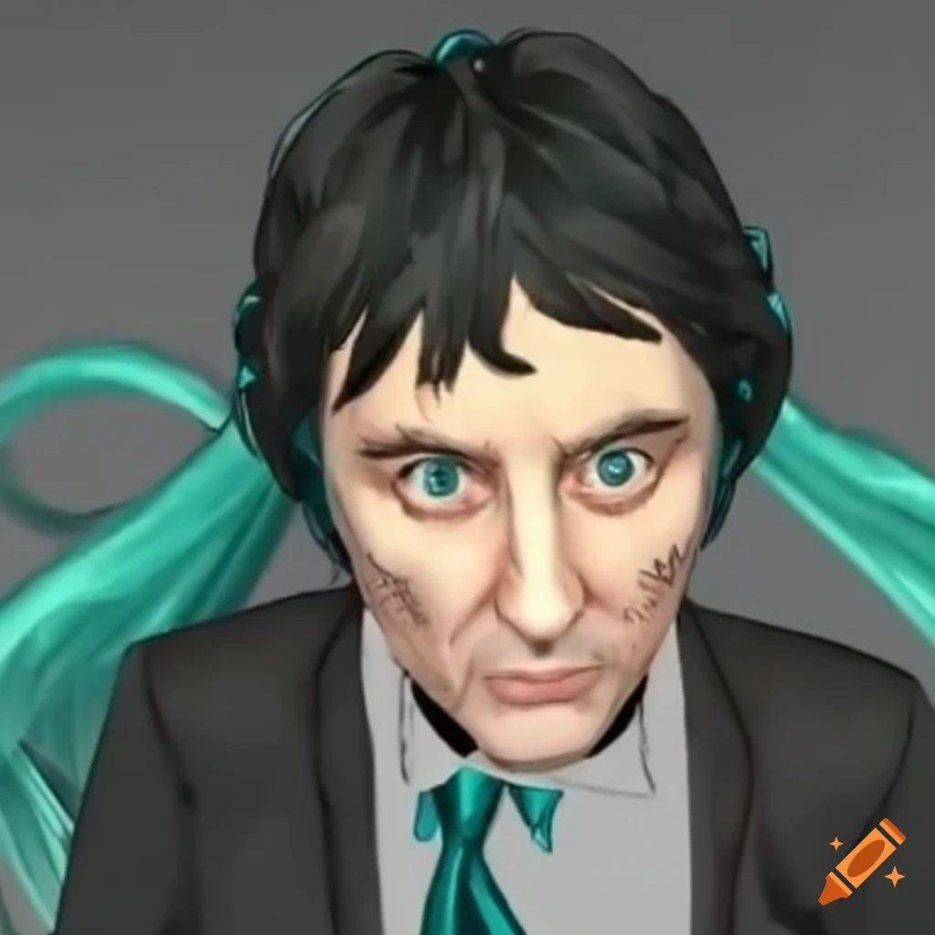 Ian McShane's face superimposed on Hatsune Miku
