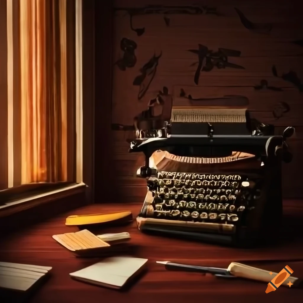 Academia sewing arts and crafts room with typewriter and books