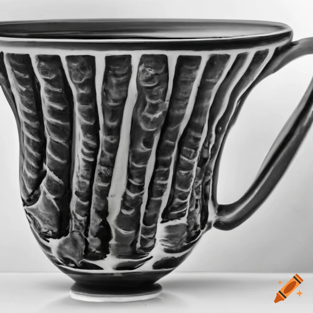 Mycenaean prehistorical vase with black microbiological glaze on white background