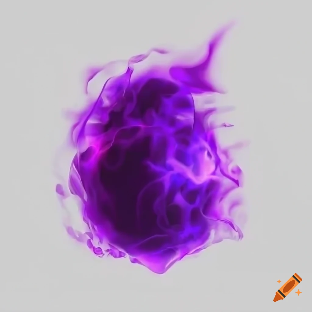 Purple videogame fire particle on white background
